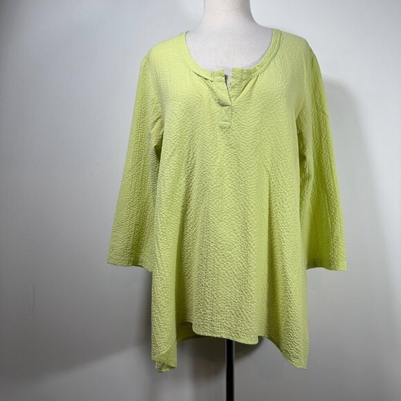 Habitat Clothes to Live In Tunic Top Women Small Green Lagenlook Relaxed - Picture 2 of 11
